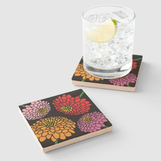 Botanischer Blumengarten Zinnia Untersetzer (Seitenansicht)