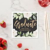 Botanischer Blumengraduate Script Abschluss Black Serviette (Beispiel)