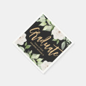 Botanischer Blumengraduate Script Abschluss Black Serviette (Ecke)