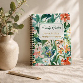 Botanischer Blumenname Personalisiert Notizblock