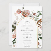 Botanischer Blumenrahmen im Herbst Einladung (Vorderseite)