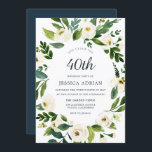 Botanischer Blumenreath 40. Geburtstag Party laden Einladung<br><div class="desc">Botanischer Blumenstrauß 40. Geburtstag Party Einladen Schöne Weiße Blüte Siehe Matching Kollektion in Nest und Nest Store</div>