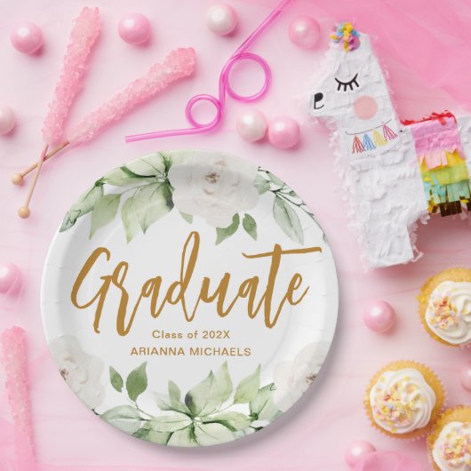 Botanischer Blumenschreiber Abschluss White Pappteller (Party)