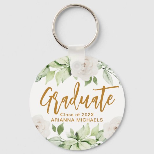 Botanischer Blumenschreiber Abschluss White Schlüsselanhänger (Vorderseite)