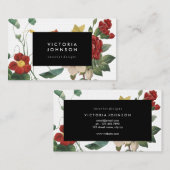 Botanischer Blumenschwarzrahmen Visitenkarte (Vorne/Hinten)