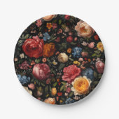 Botanischer Blumenstrauß Barock Pappteller (Vorderseite)