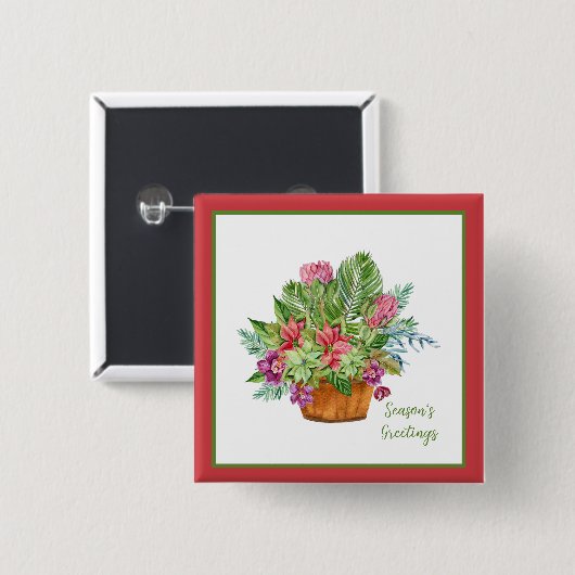 Botanischer Blumenstrauß Button (Vorne & Hinten)