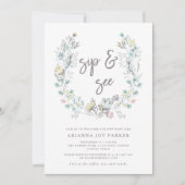 Botanischer Blumenstrauß| Sip and See Einladung (Vorderseite)