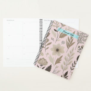 Botanischer Blumenstrauß und Taupe Planer
