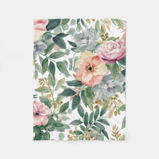 Botanischer Blumenstrauß Wasserfarbe Eukalyptusblä Fleecedecke (Vorderseite)