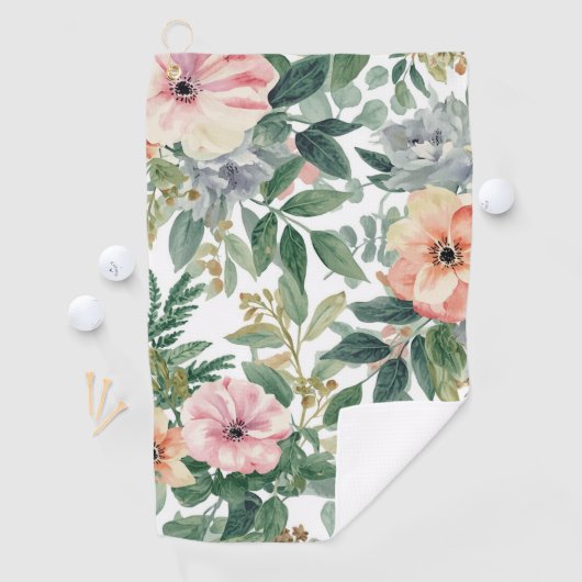 Botanischer Blumenstrauß Wasserfarbe Eukalyptusblä Golfhandtuch (Insitu)