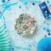 Botanischer Blumenstrauß Wasserfarbe Eukalyptusblä Pappteller (Party)