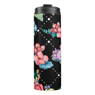 Botanischer Blumenstrauß. Wilde Frühlingsblätter Thermosbecher