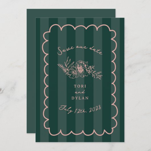 Botanischer Blumenstreifen Save the Date (Vorne/Hinten)