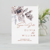 Botanischer Blumenwein Save the Date Folieneinladung (Stehend vorne)