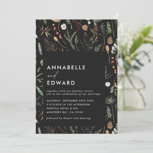 Botanischer Blumenzauber aus Foto Einladung (Stehend Vorderseite)