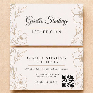 Botanischer Blush QR Code Östhetiker Blumenkohl Visitenkarte