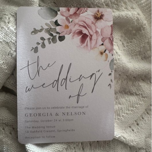 Botanischer Blütenblütenblumen Moderne Hochzeit Einladung