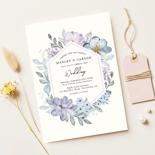 Botanischer Blütenrahmen Romantische Hochzeit Einladung