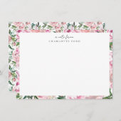 Botanischer Blütenrosa Peony Greenery Blumenrahmen Mitteilungskarte (Vorne/Hinten)