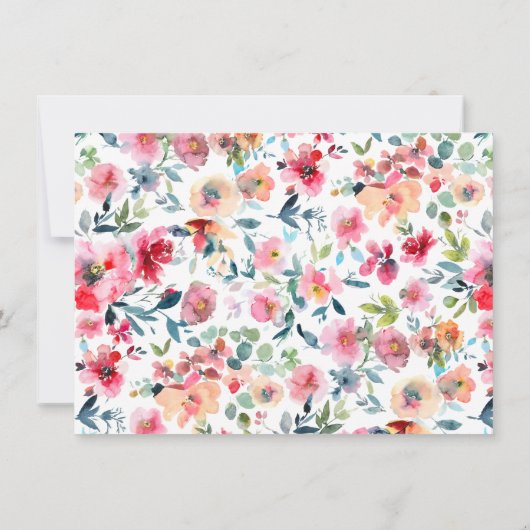 Botanischer Blütenrosa Rosengrün Blumenrahmen Mitteilungskarte (Rückseite)