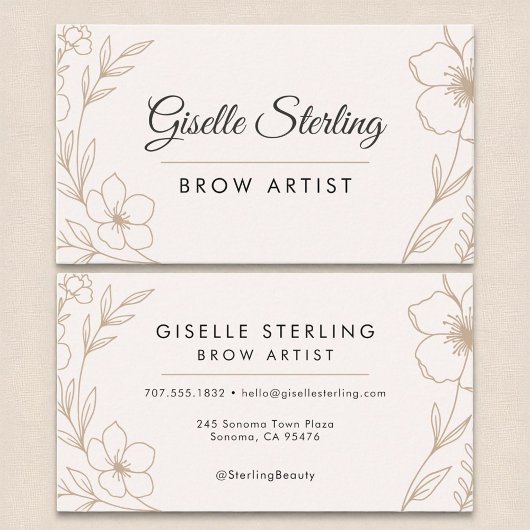 Botanischer Blütenschwarz und Schwarzer Balken Kun Visitenkarte