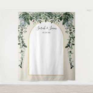 Botanischer Bogen beige Hochzeits-Fotokabine Hinte Wandteppich