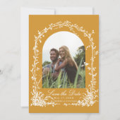 Botanischer Bogen-Garten-Hochzeitsfoto Amber Save The Date (Vorderseite)