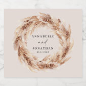 Botanischer Bohemian Pampas Gras botanischer elega Alkoholflaschenetikett (Einzelnes Label)