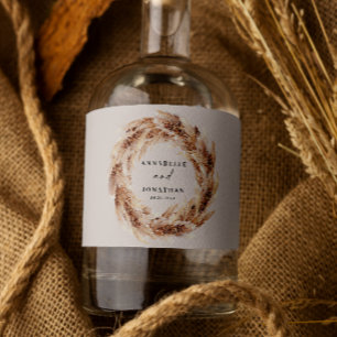 Botanischer Bohemian Pampas Gras botanischer elega Alkoholflaschenetikett