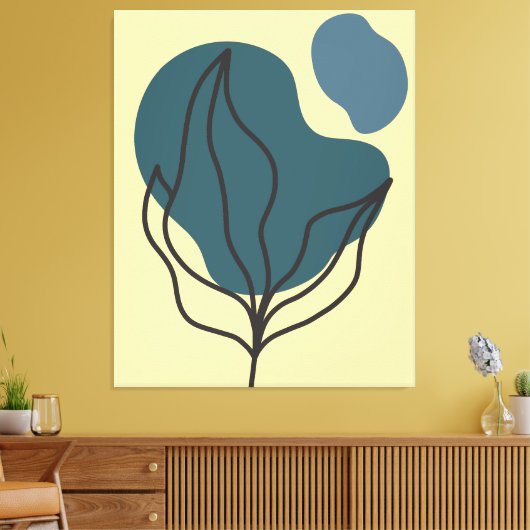 Botanischer Boho Bloom Print Leinwanddruck (Insitu (Wohnzimmer))