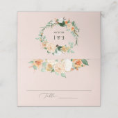 Botanischer Boho Blush Pink Grüne Blumenzwiese Platzkarte (Außenseite Aufgefaltet)