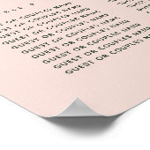 Botanischer Boho Blush Pink Hochzeitsdiagramm Poster (Ecke)