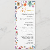 Botanischer Boho Chic Wildblume Garden Wedding Menükarte (Vorderseite)