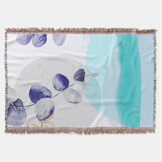 Botanischer Boho Cyan Lila Decke (Vorderseite)