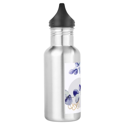 Botanischer Boho Cyan Lila Edelstahlflasche (Links)