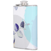 Botanischer Boho Cyan Lila Flachmann (Links)