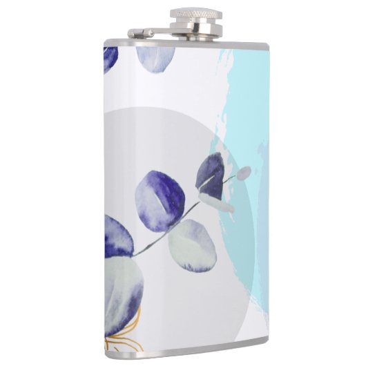 Botanischer Boho Cyan Lila Flachmann (Rechts)