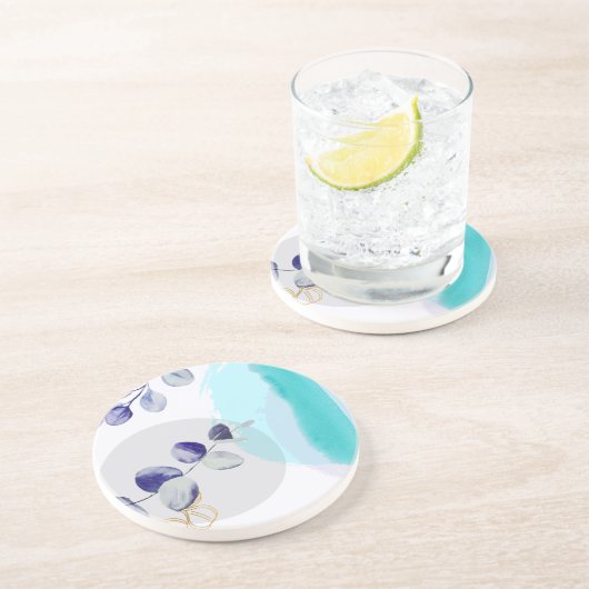 Botanischer Boho Cyan Lila Getränkeuntersetzer (Seite)