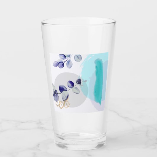 Botanischer Boho Cyan Lila Glas (Vorderseite)