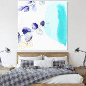 Botanischer Boho Cyan Lila Leinwanddruck (Insitu (Schlafzimmer))