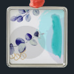 Botanischer Boho Cyan Lila Ornament Aus Metall<br><div class="desc">Botanisches Design mit Blues,  Purpur,  Gold und Zyan mit Aquarellelementen.</div>