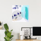 Botanischer Boho Cyan Lila Poster (Heimbüro)