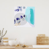 Botanischer Boho Cyan Lila Poster (Küche)