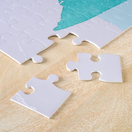 Botanischer Boho Cyan Lila Puzzle (Seite)