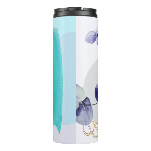 Botanischer Boho Cyan Lila Thermosbecher (Rückseite)