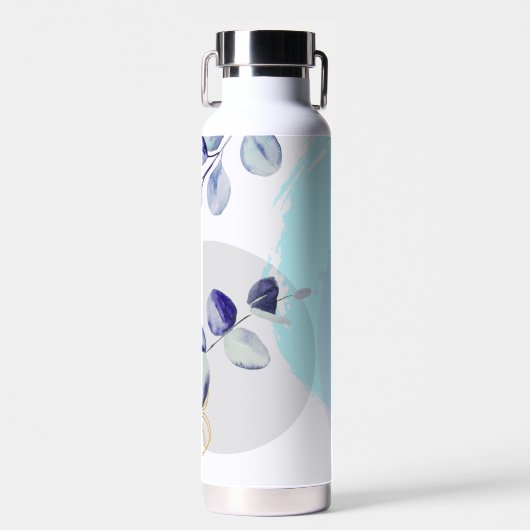 Botanischer Boho Cyan Lila Trinkflasche (Vorne)
