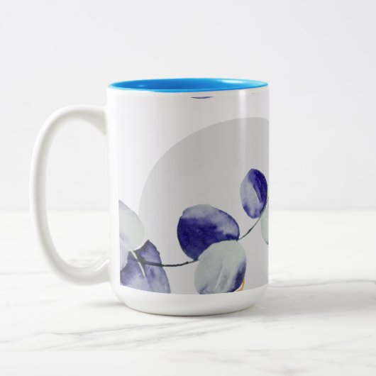Botanischer Boho Cyan Lila Zweifarbige Tasse (Links)