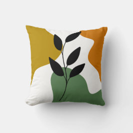 Botanischer Boho Earthy Color Abstrakter Leaf Art  Kissen