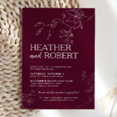 Botanischer Boho Einfache Hochzeit in Burgund Einladung